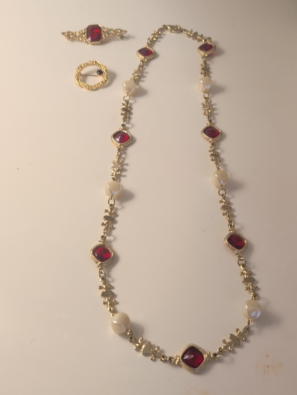 Vintage Long Necklace & Two Brooches Included